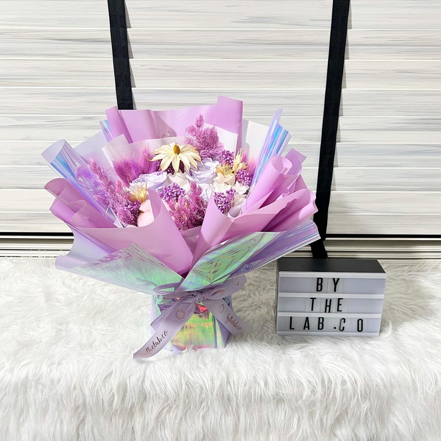 Small Standing Preserved Roses Bouquet - Purple Roses