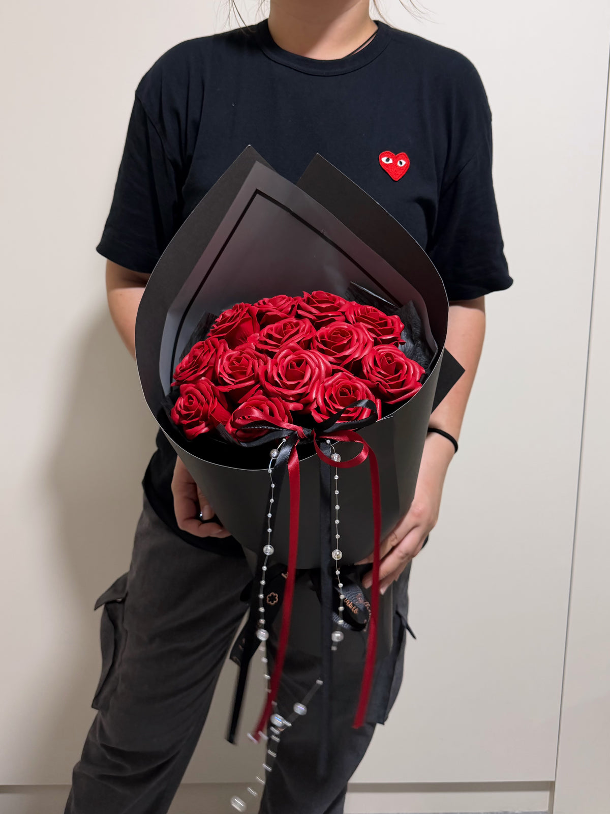 Simplicity Black Red Soap Roses Bouquet