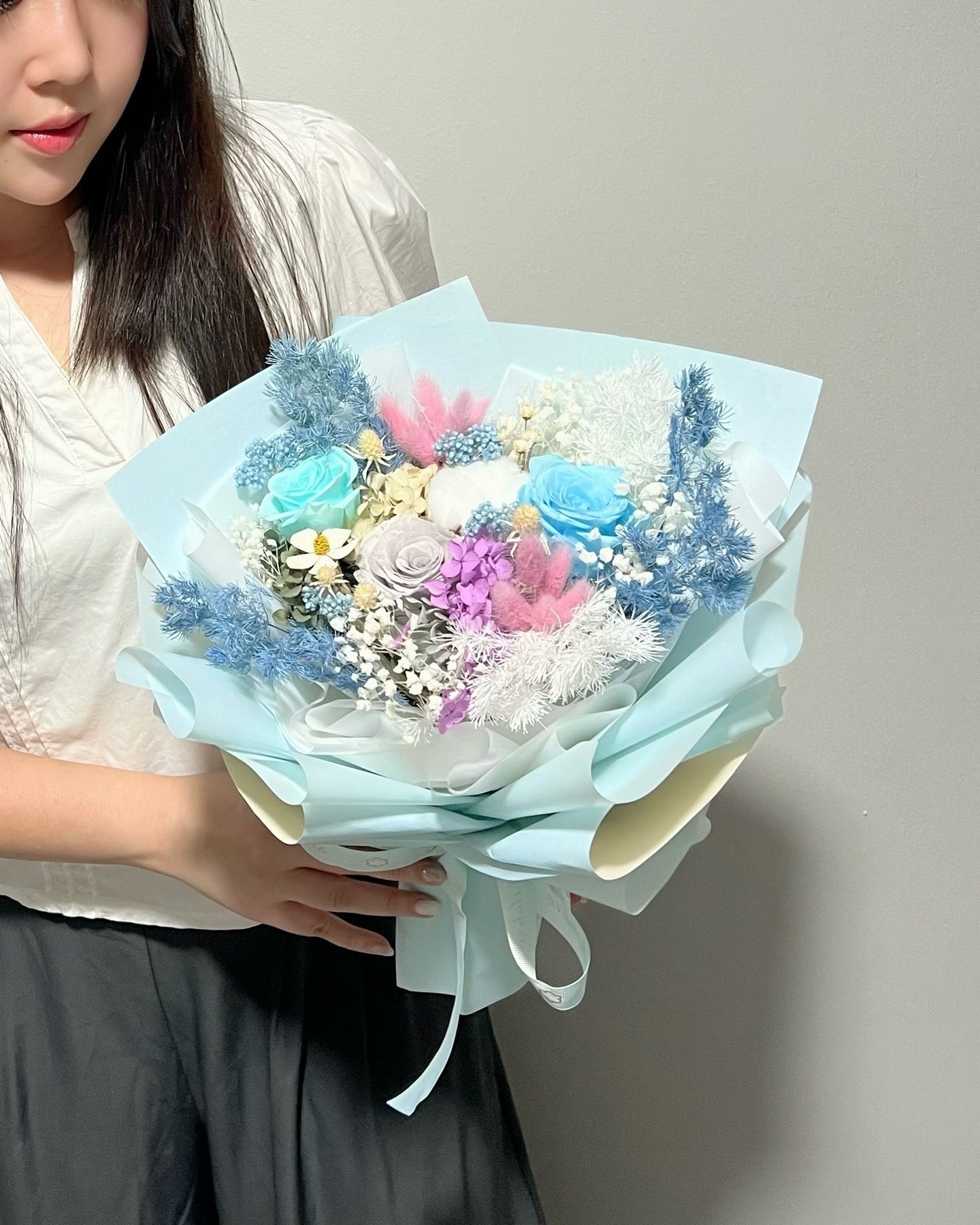Preserved Roses Flower Bouquet - Blue Candy