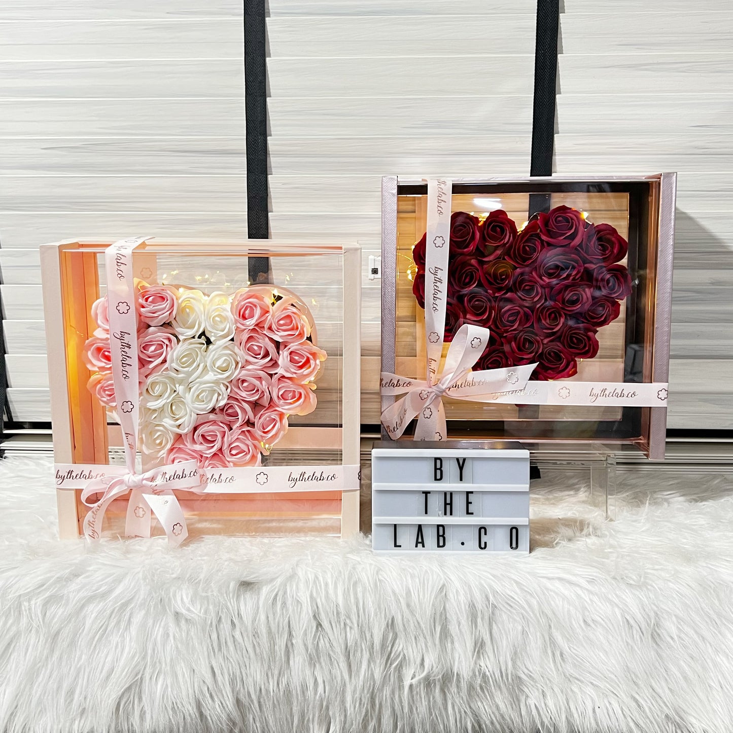 Acrylic Heart Box in Soap Roses