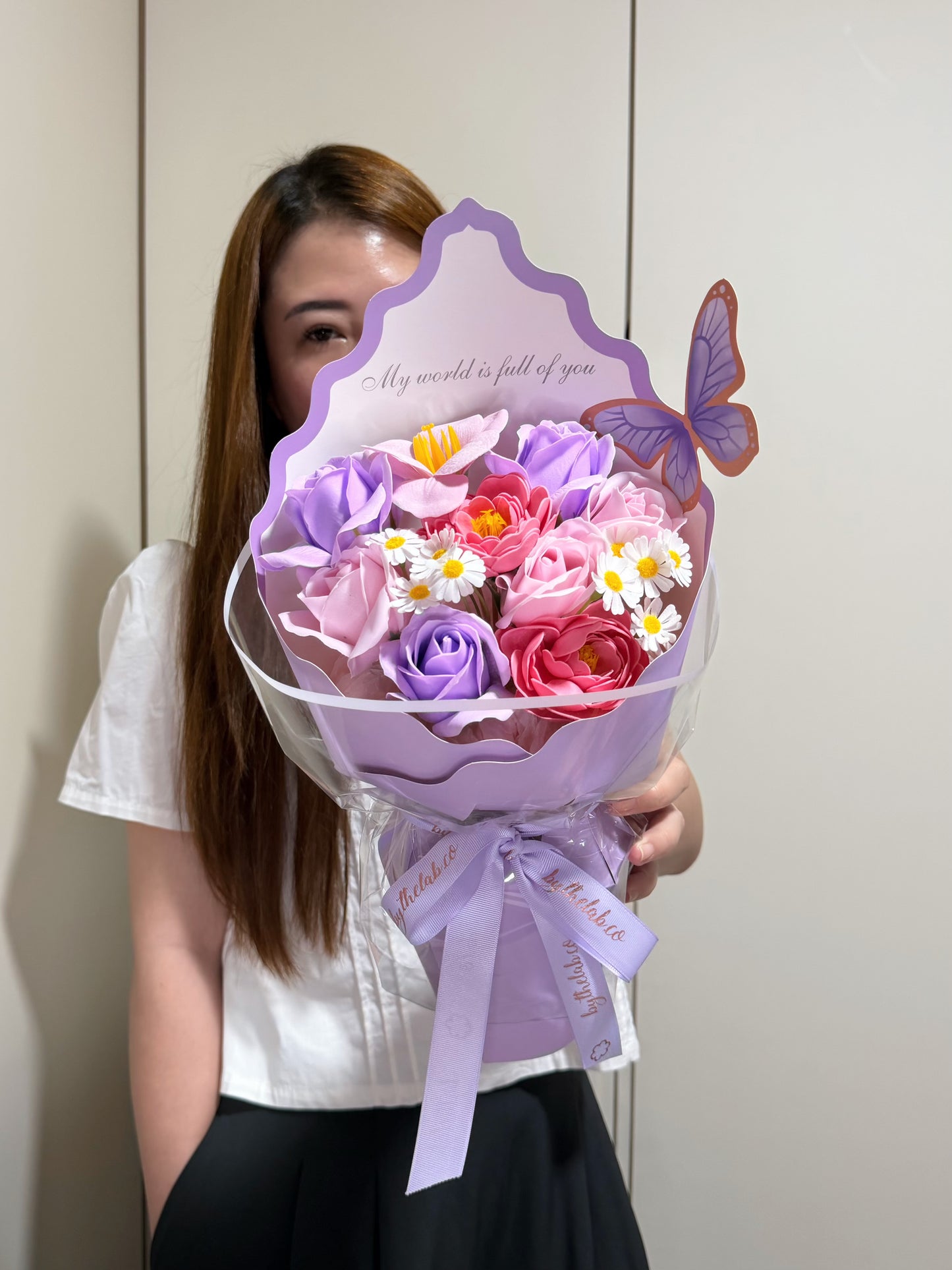 Butterflies Garden in Mixed Soap Flowers - Purple