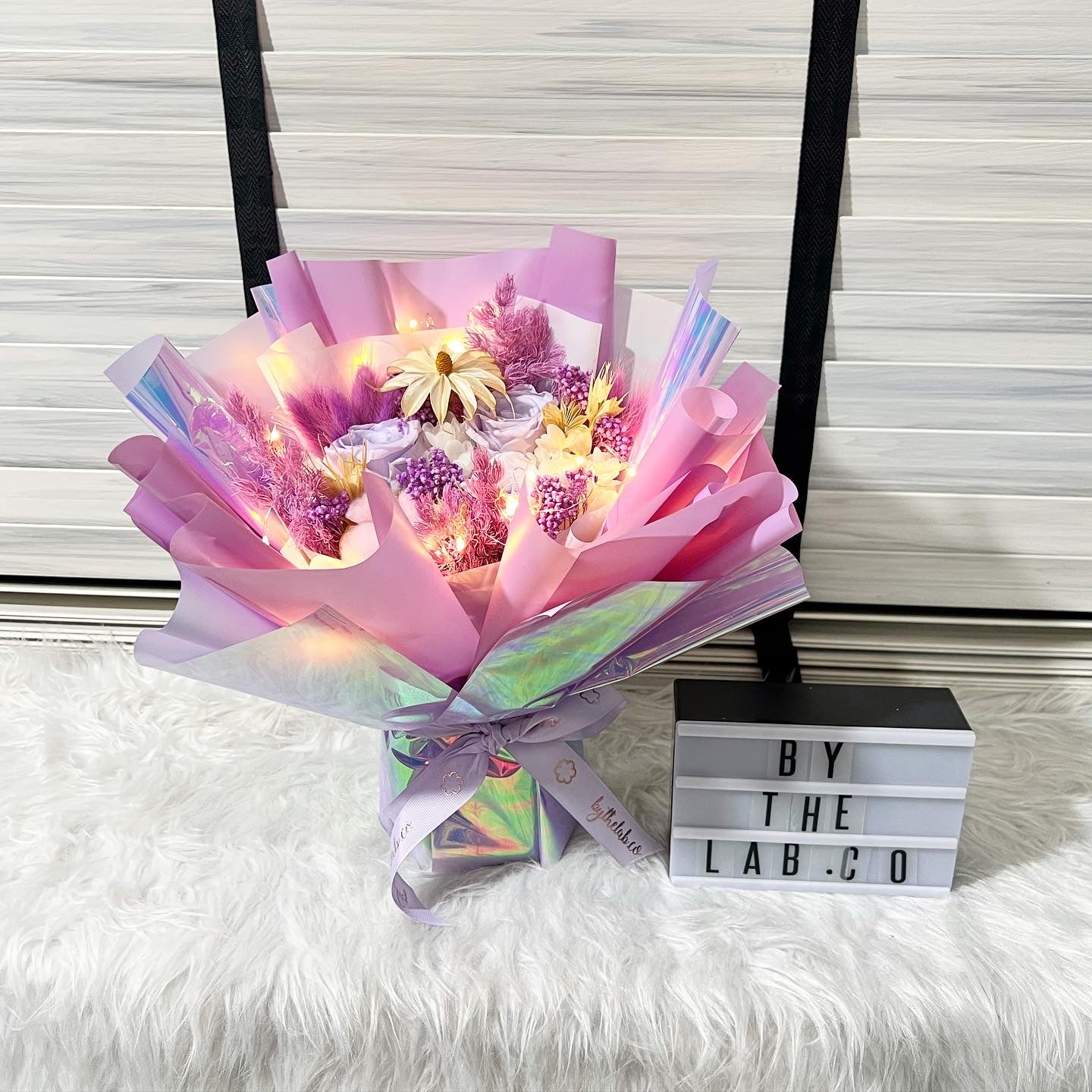 Small Standing Preserved Roses Bouquet - Purple Roses