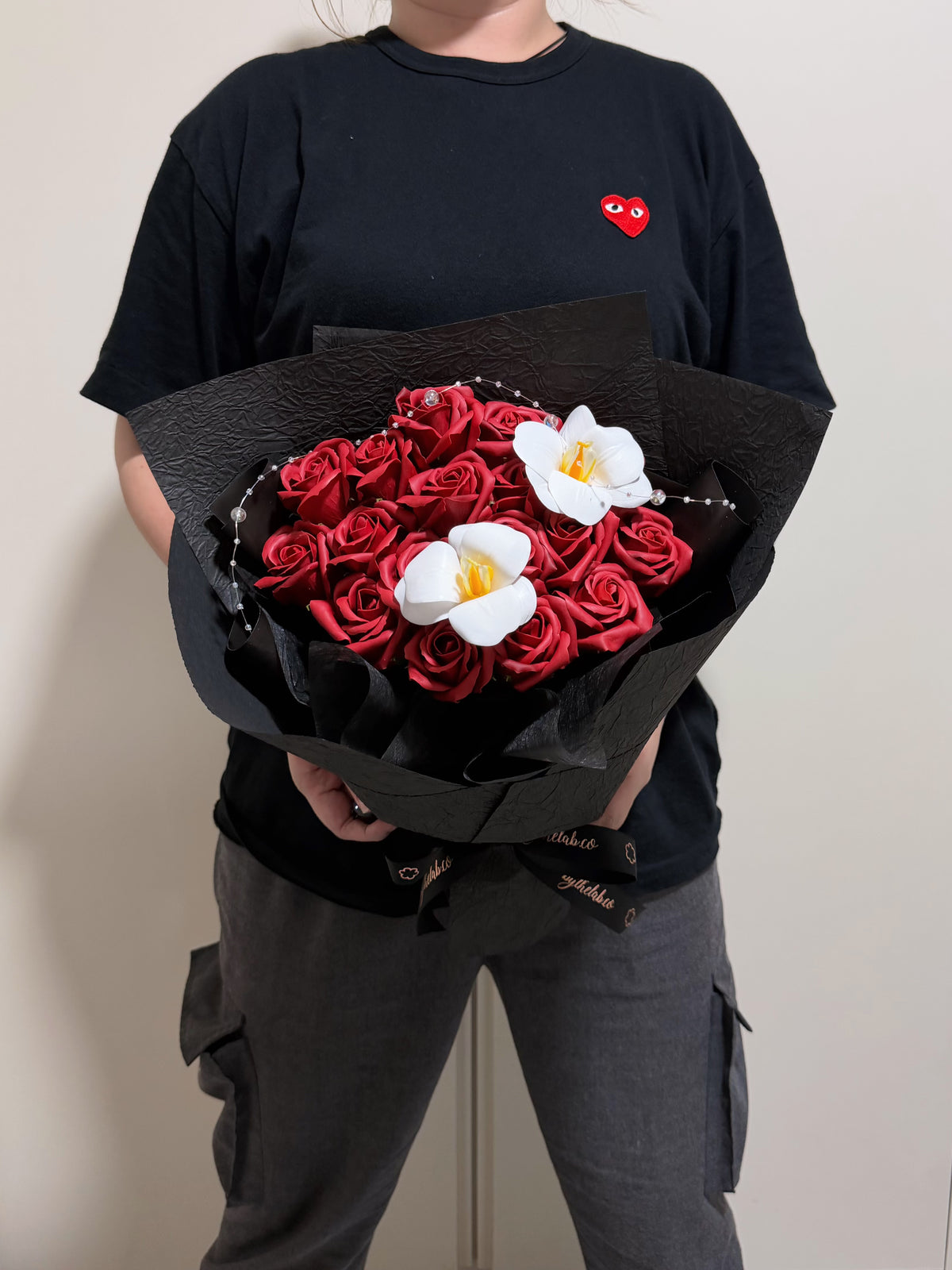 Sophisticated Soap Roses and Blooming Tulips Bouquet