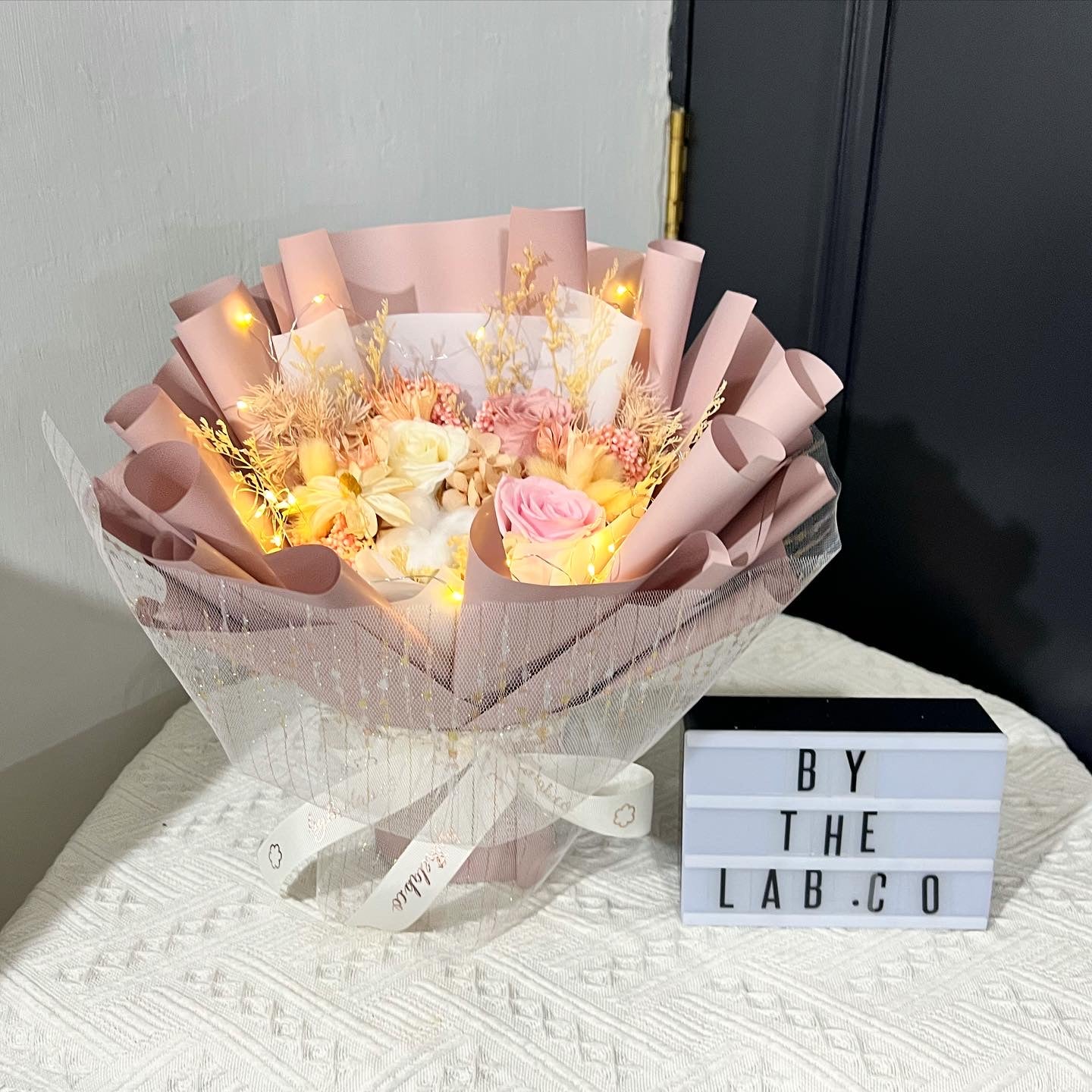 Small Standing Preserved Roses Bouquet - Nude Earth Tones