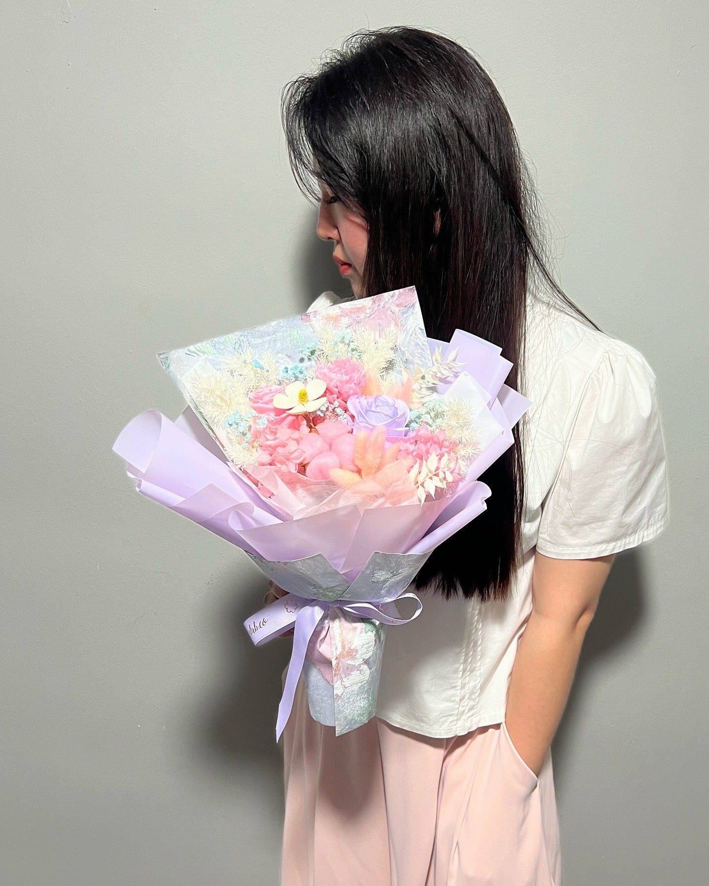 Preserved Roses & Carnation Flower Bouquet