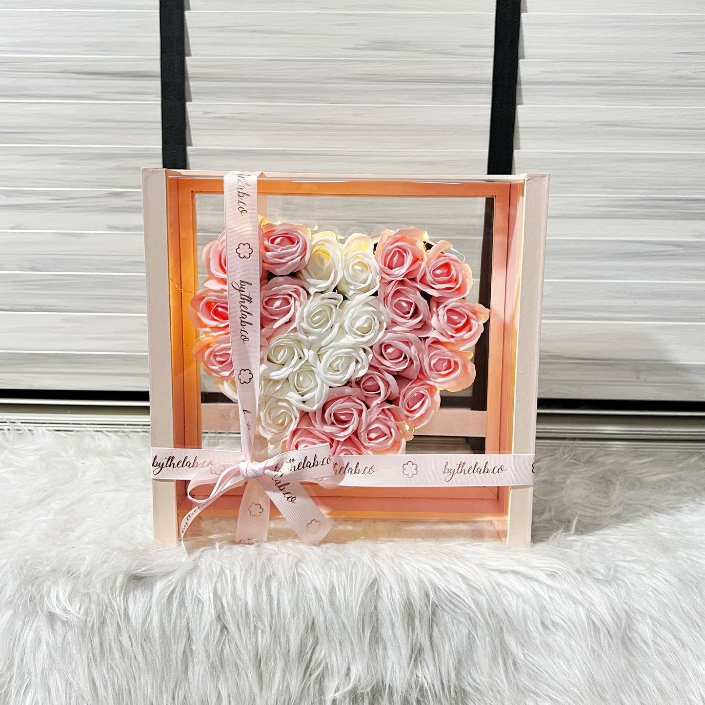 Acrylic Heart Box in Soap Roses