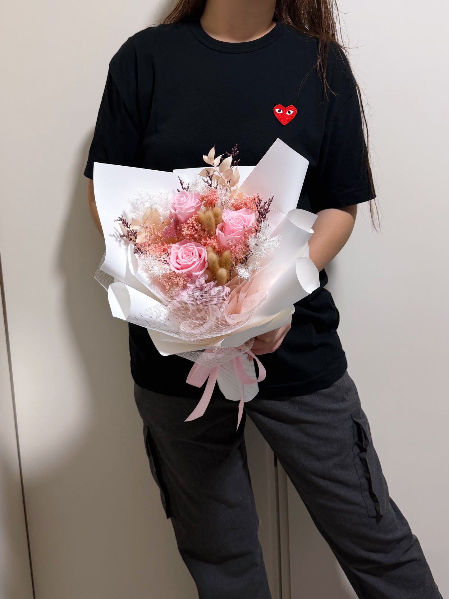 Preserved Roses Flower Bouquet - Pure Pink
