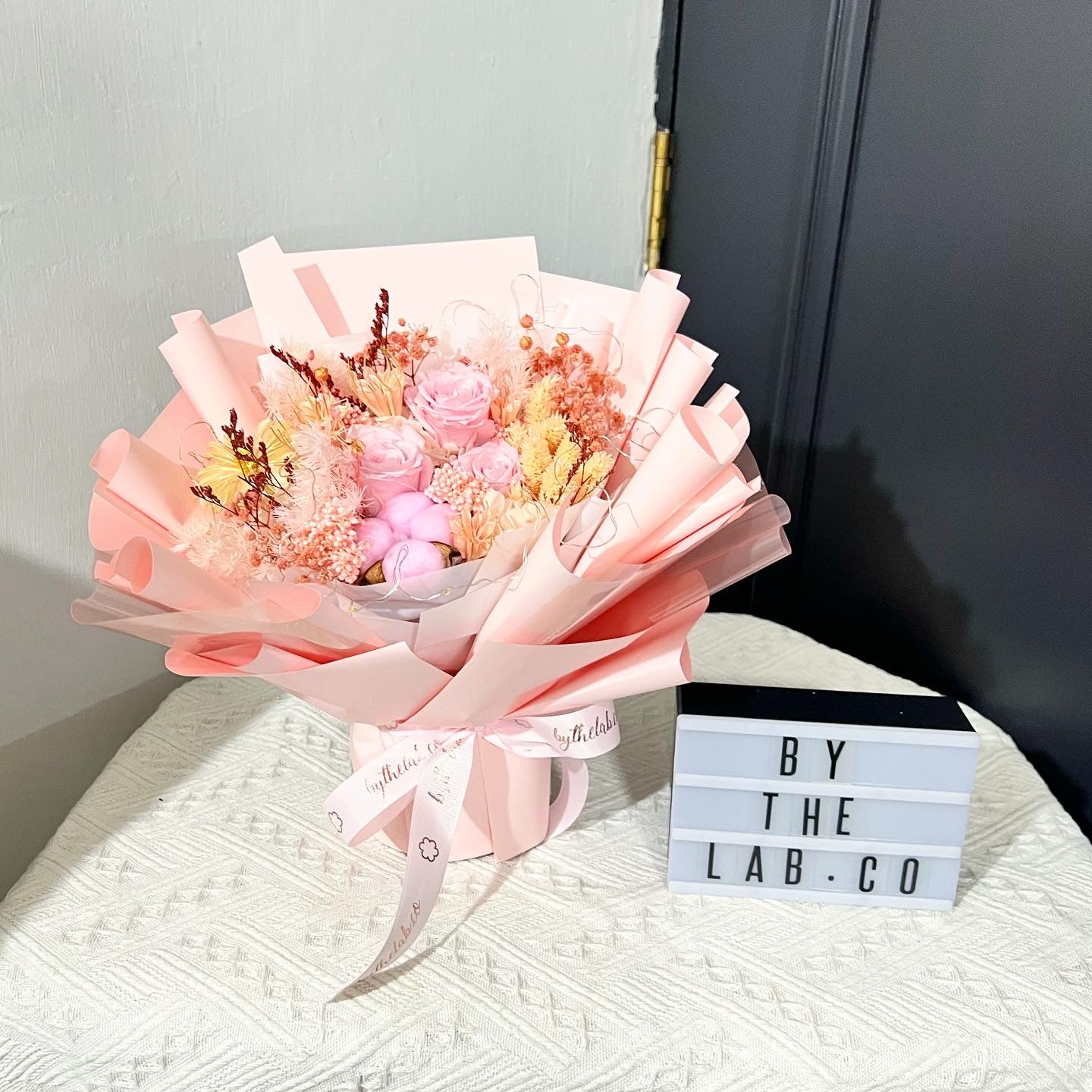 Small Standing Preserved Roses Bouquet - Pink Roses