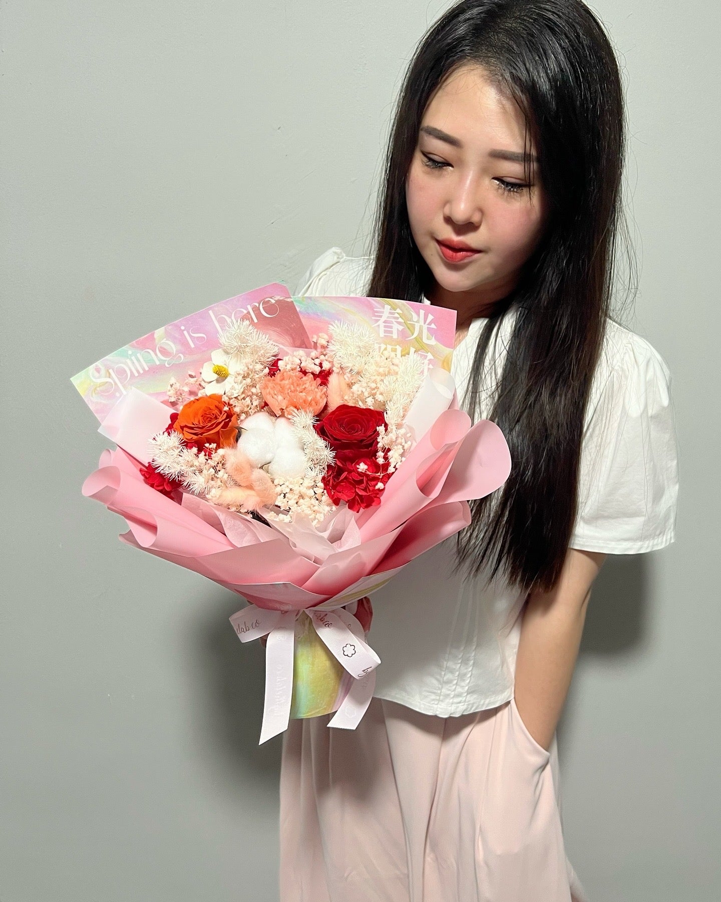 Preserved Roses & Carnation Flower Bouquet