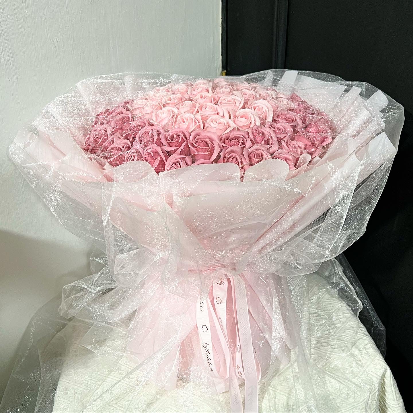 Love is in the Air - 99 Stalks Soap Roses Bouquet (Pink Series)
