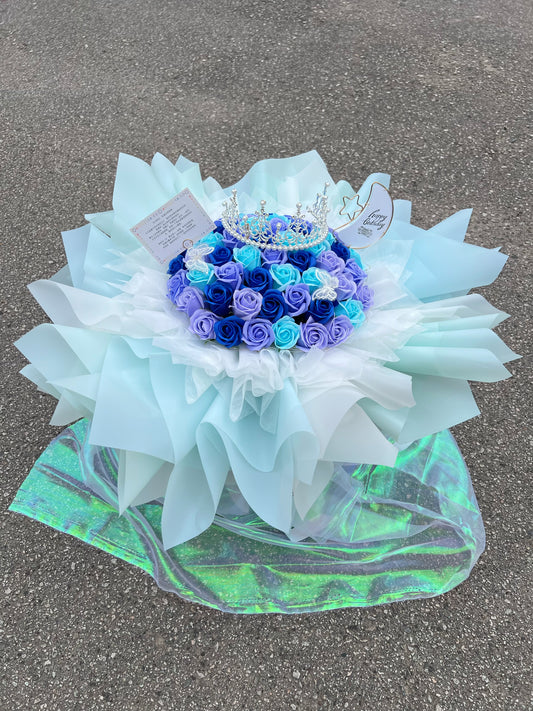 52 Stalks Soap Roses in Fantasy Dream Holographic (Blue)