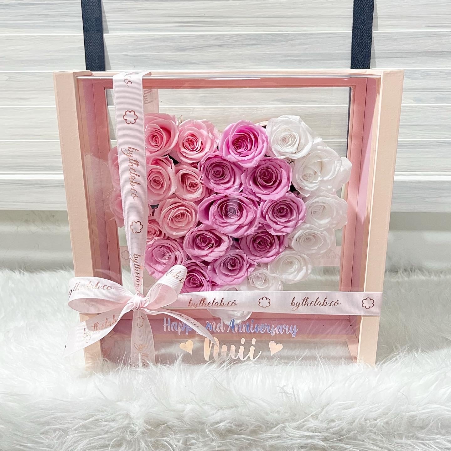Acrylic Heart Box in Preserved Roses
