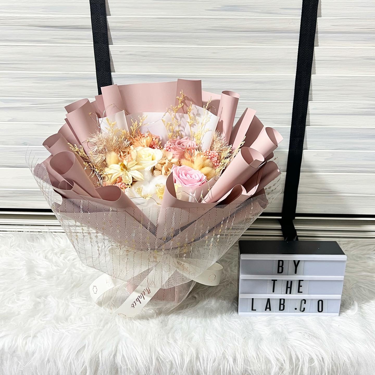 Small Standing Preserved Roses Bouquet - Nude Earth Tones