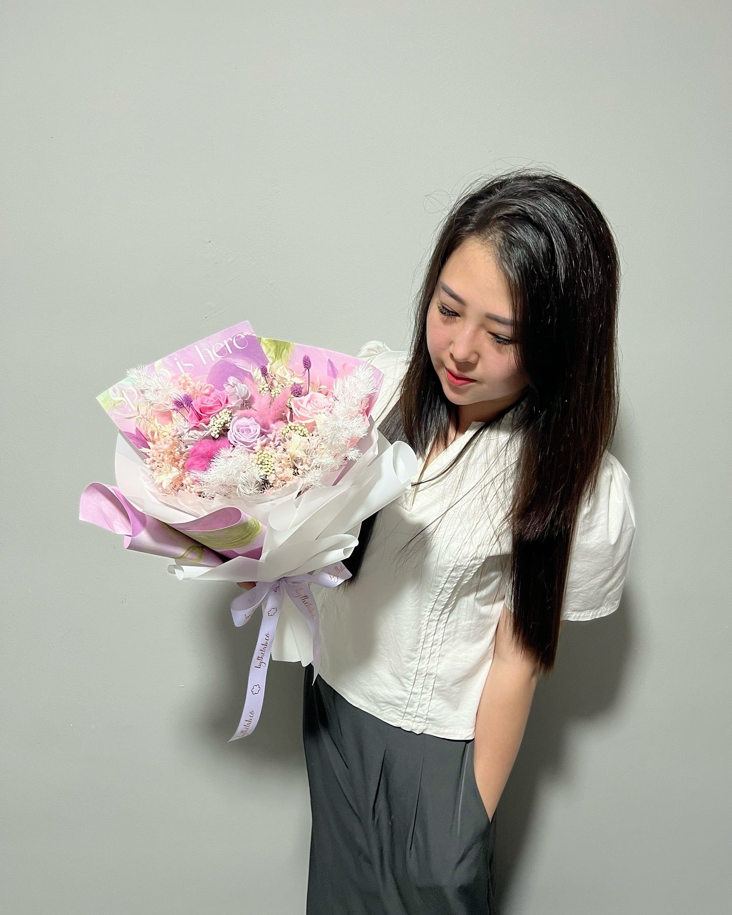 Preserved Roses Flower Bouquet - Spring Purple