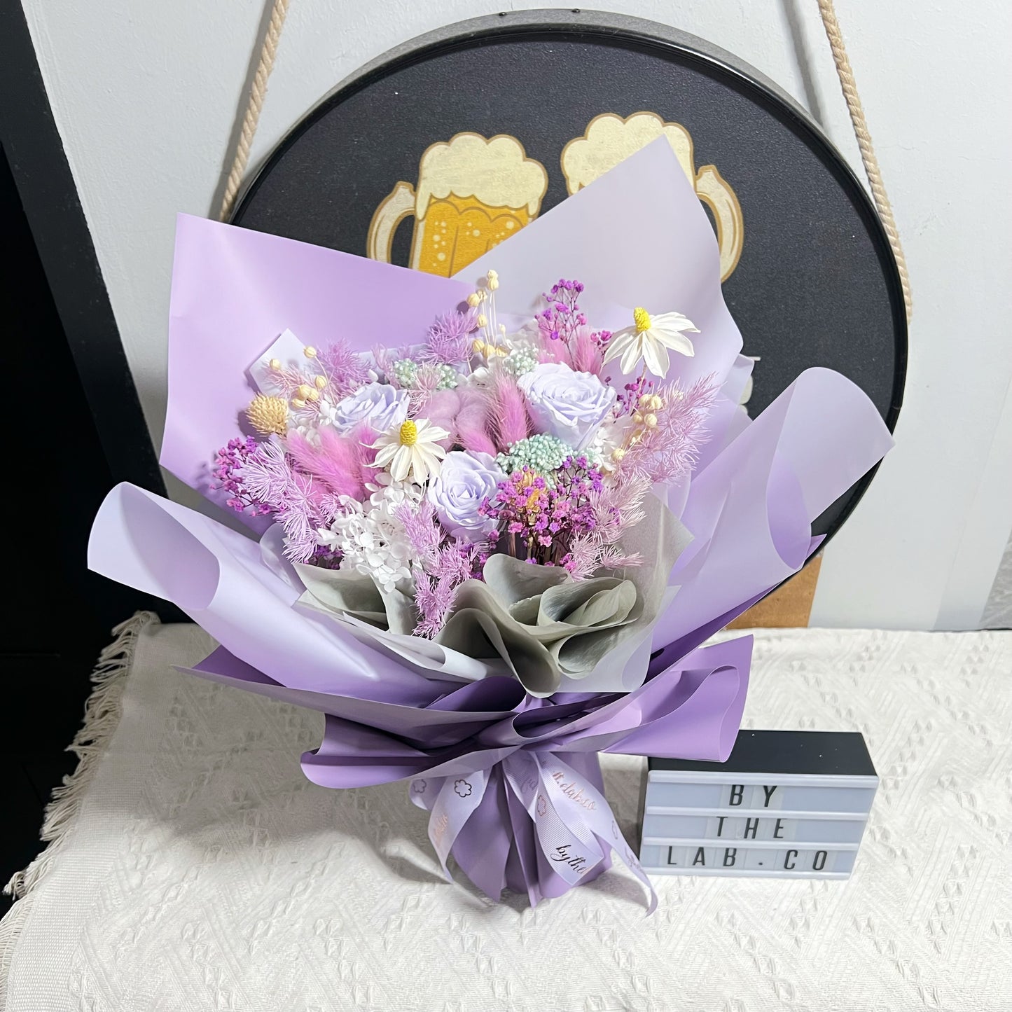 Preserved Roses Flower Bouquet - Gentle Purple