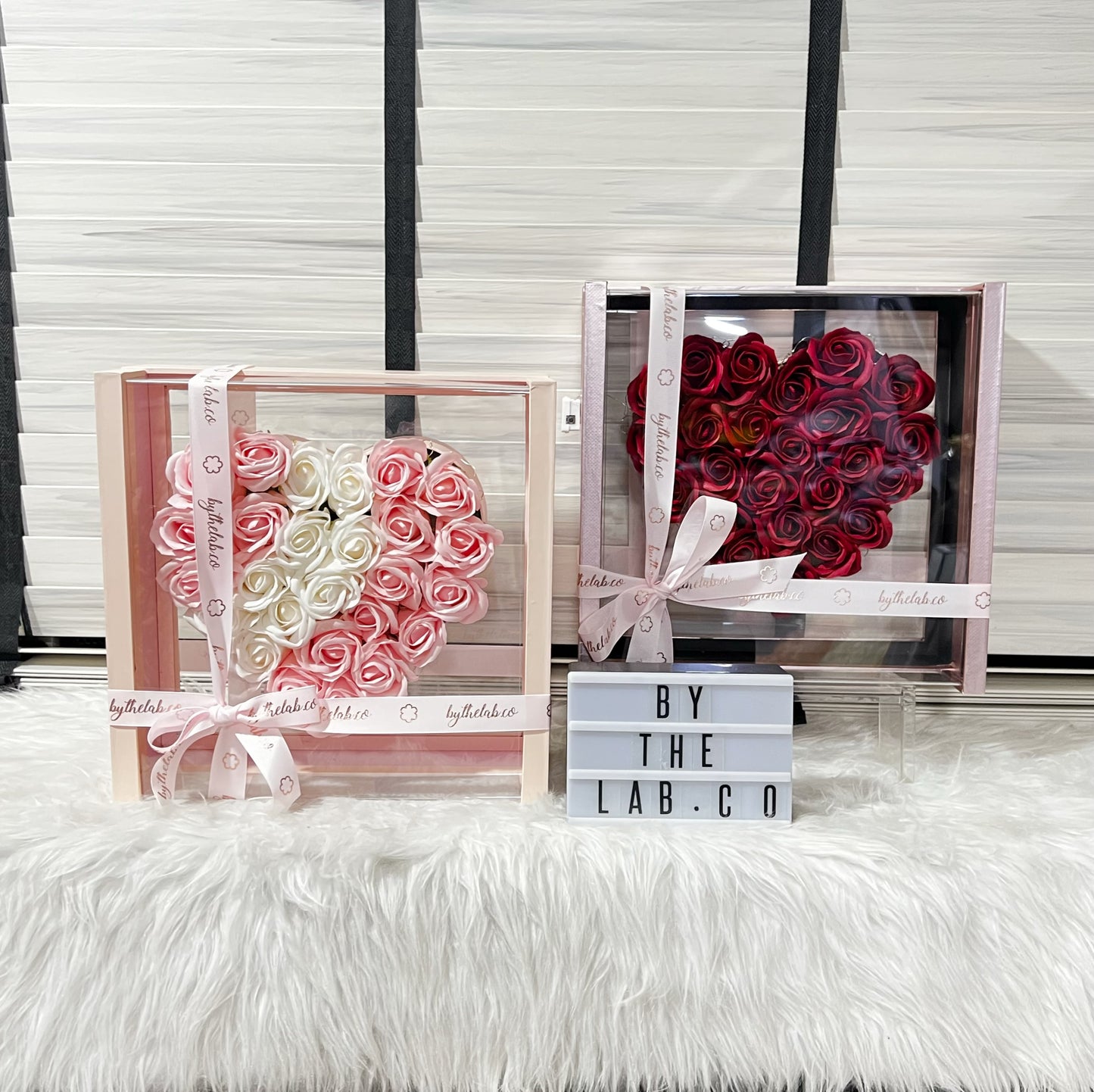 Acrylic Heart Box in Soap Roses