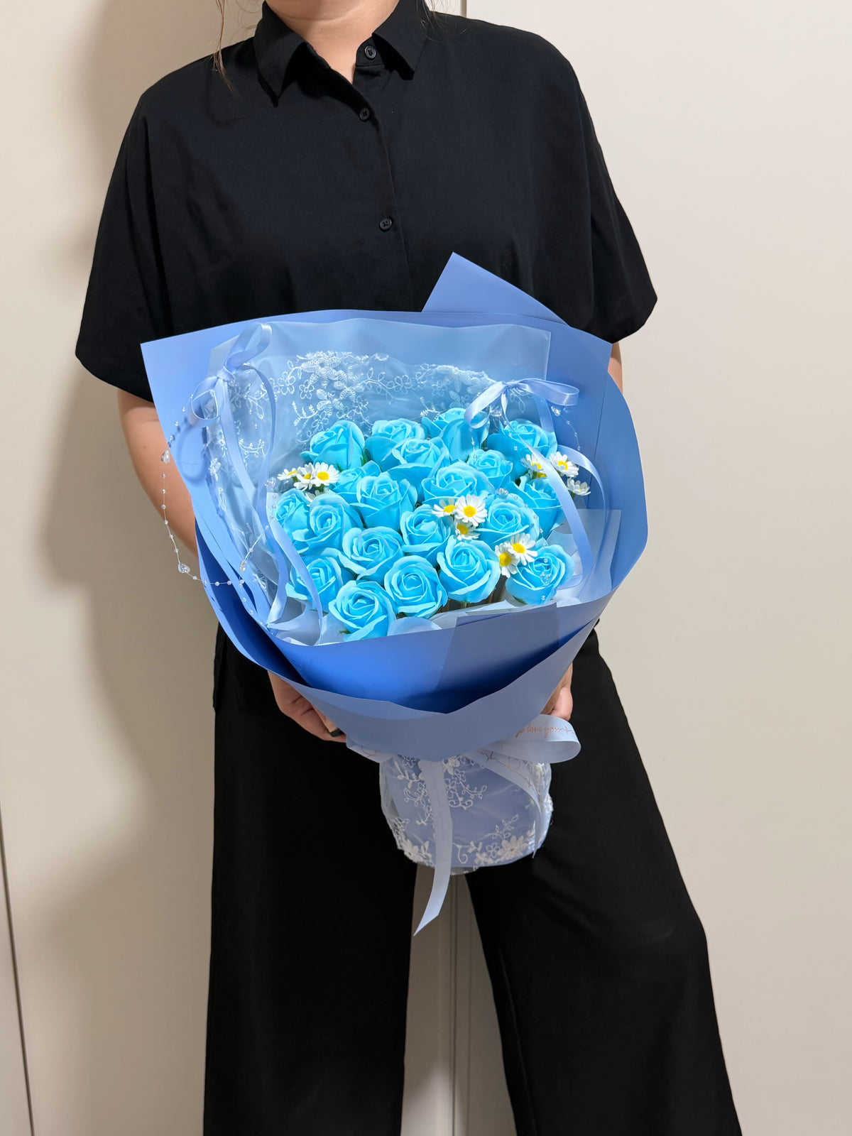 Lacey Blue Soap Roses Bouquet