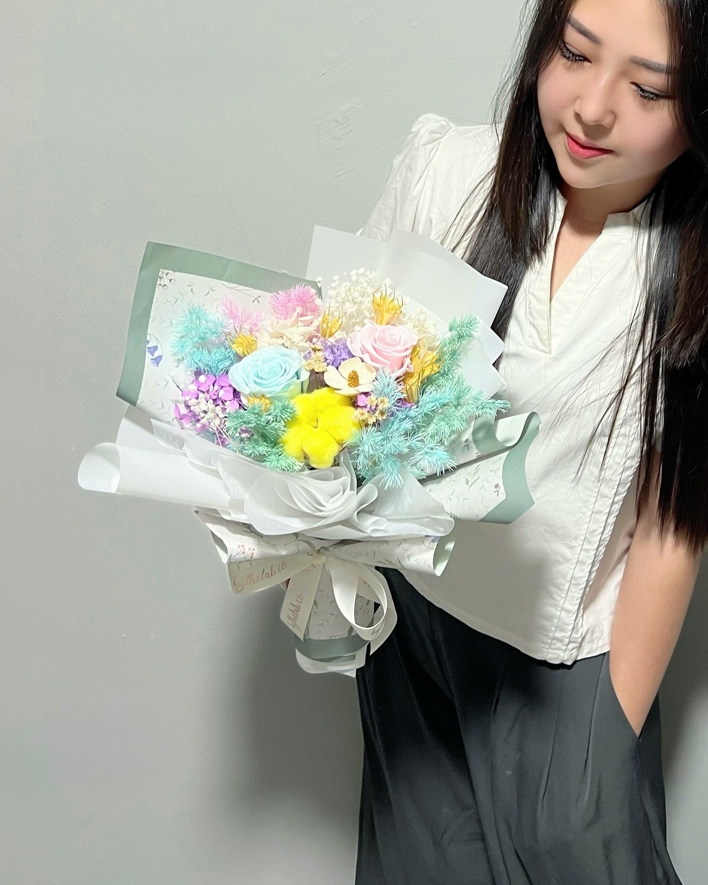 Preserved Roses & Carnation Flower Bouquet - Garden Candy