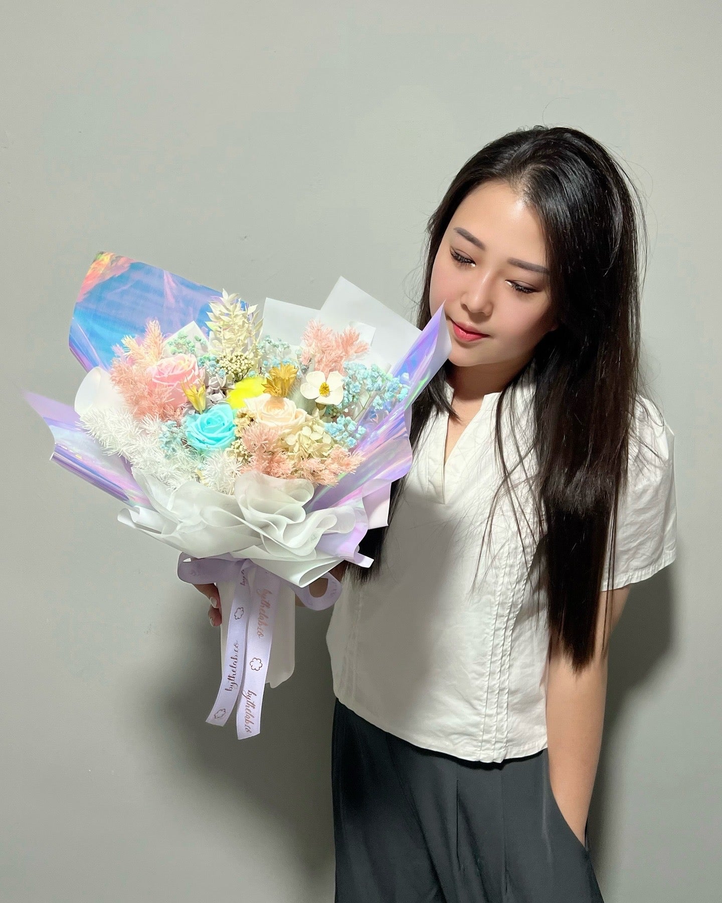 Preserved Roses Flower Bouquet - Holographic Candy
