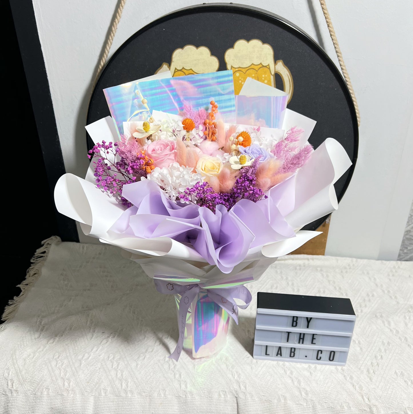 Preserved Roses Flower Bouquet - Holographic Joy