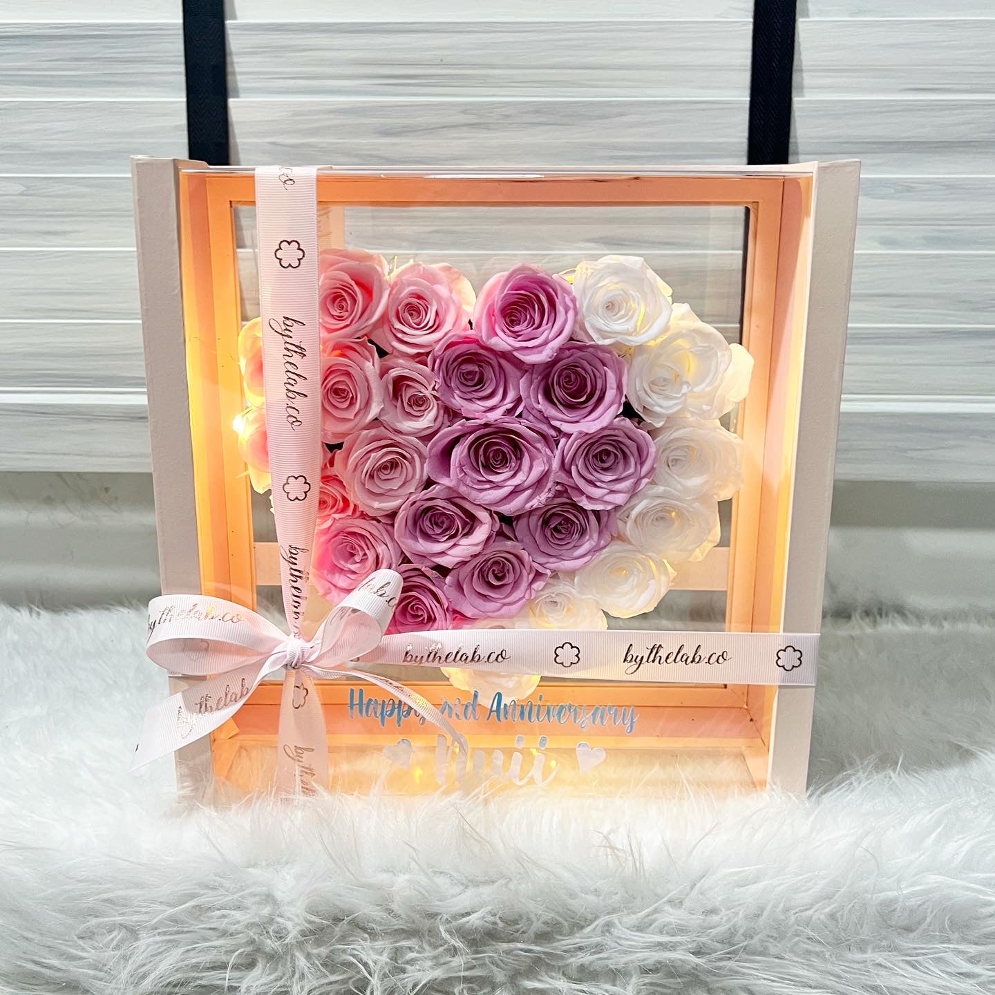 Acrylic Heart Box in Preserved Roses