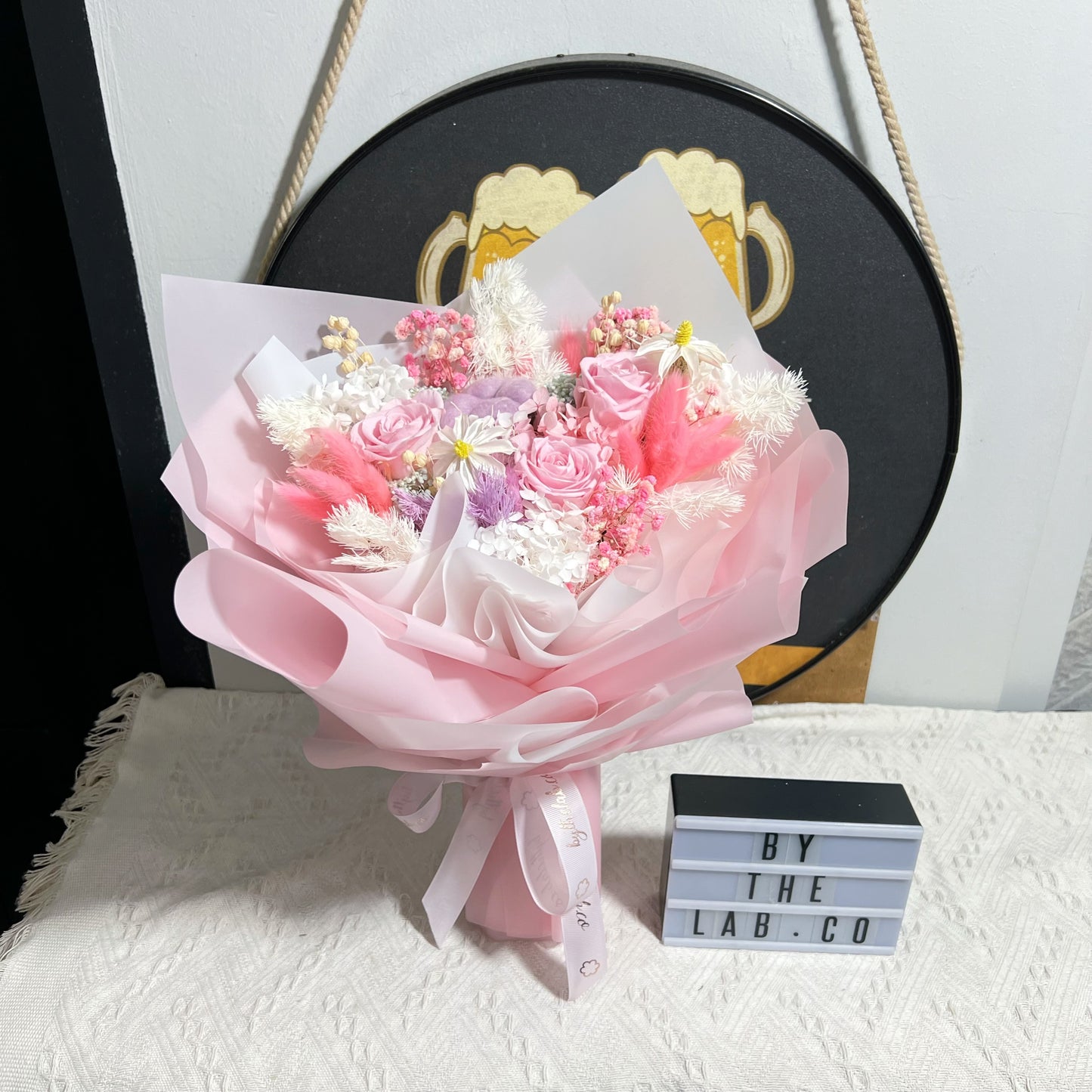 Preserved Roses Flower Bouquet - Gentle Pink