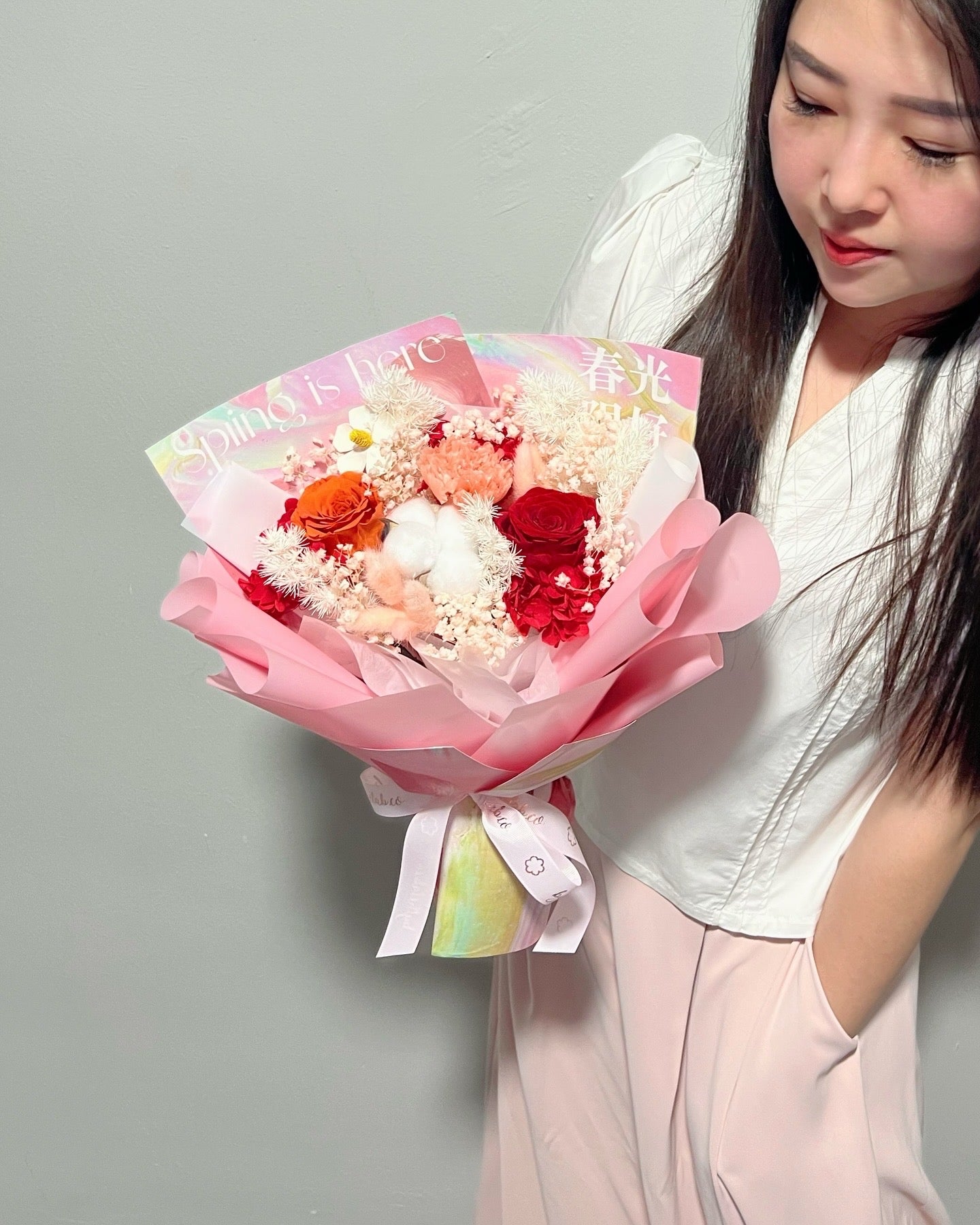 Preserved Roses & Carnation Flower Bouquet