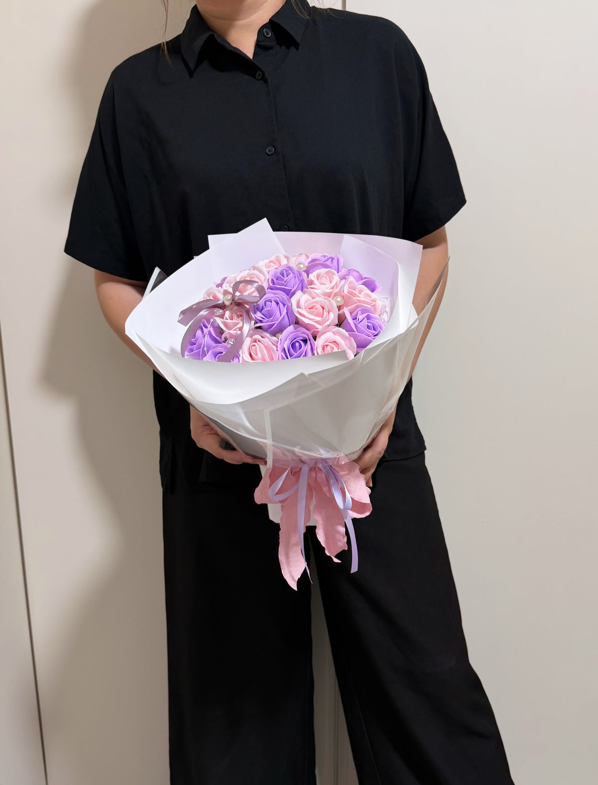 Classical Pink Purple Soap Roses Bouquet