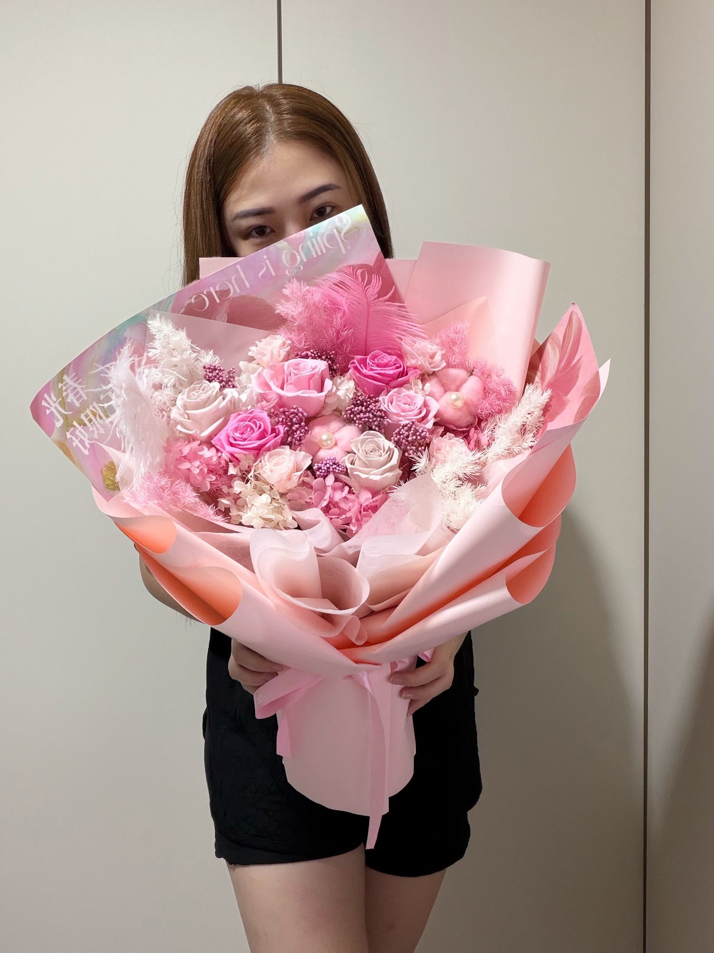 Spring Love in Pink - Large Preserved Roses Bouquet