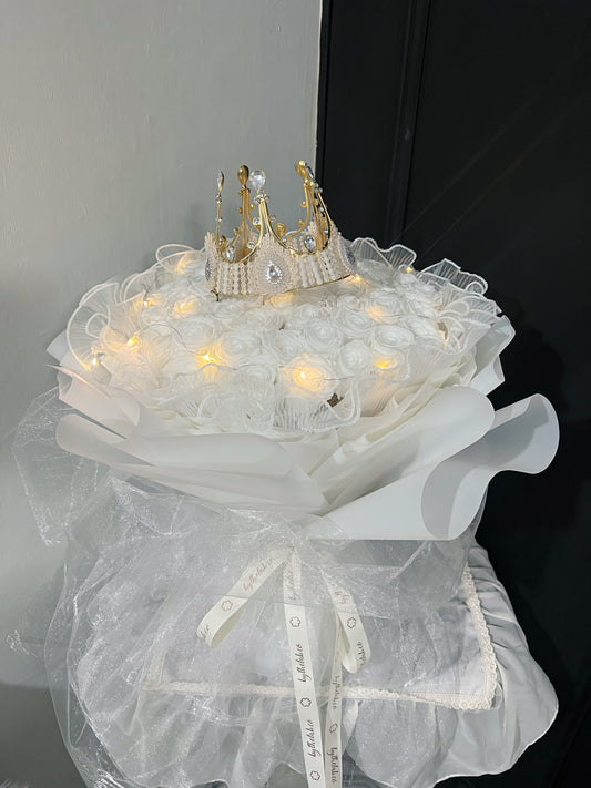 52 Stalks White Preserved Roses in Dreamy White