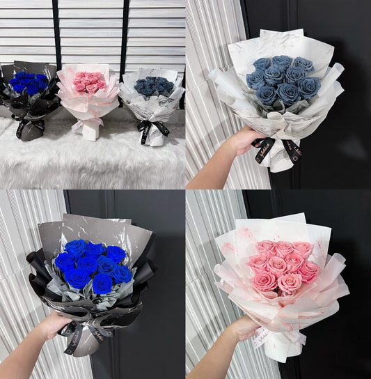 9 Stalks Preserved Roses Bouquet