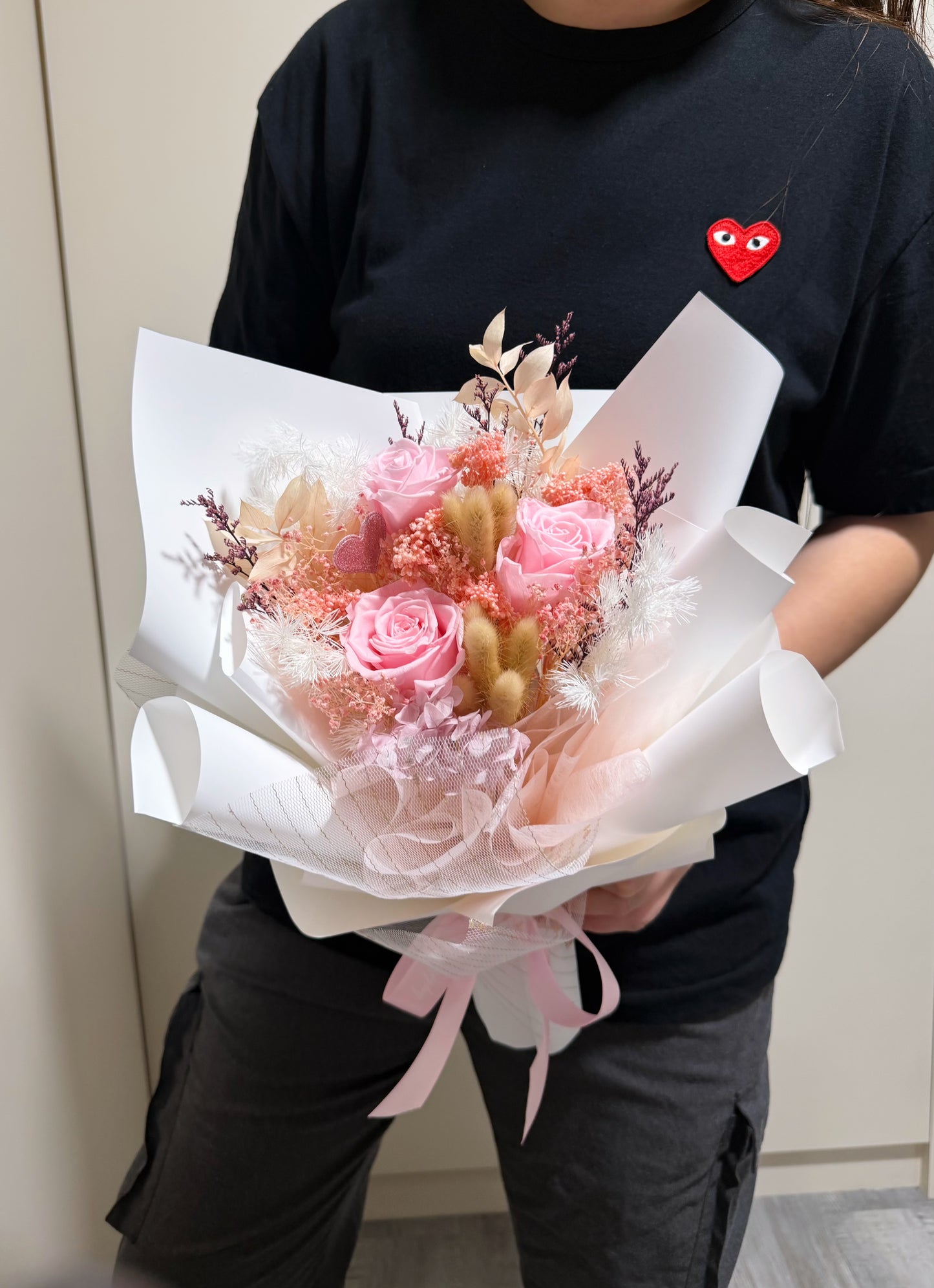 Preserved Roses Flower Bouquet - Pure Pink