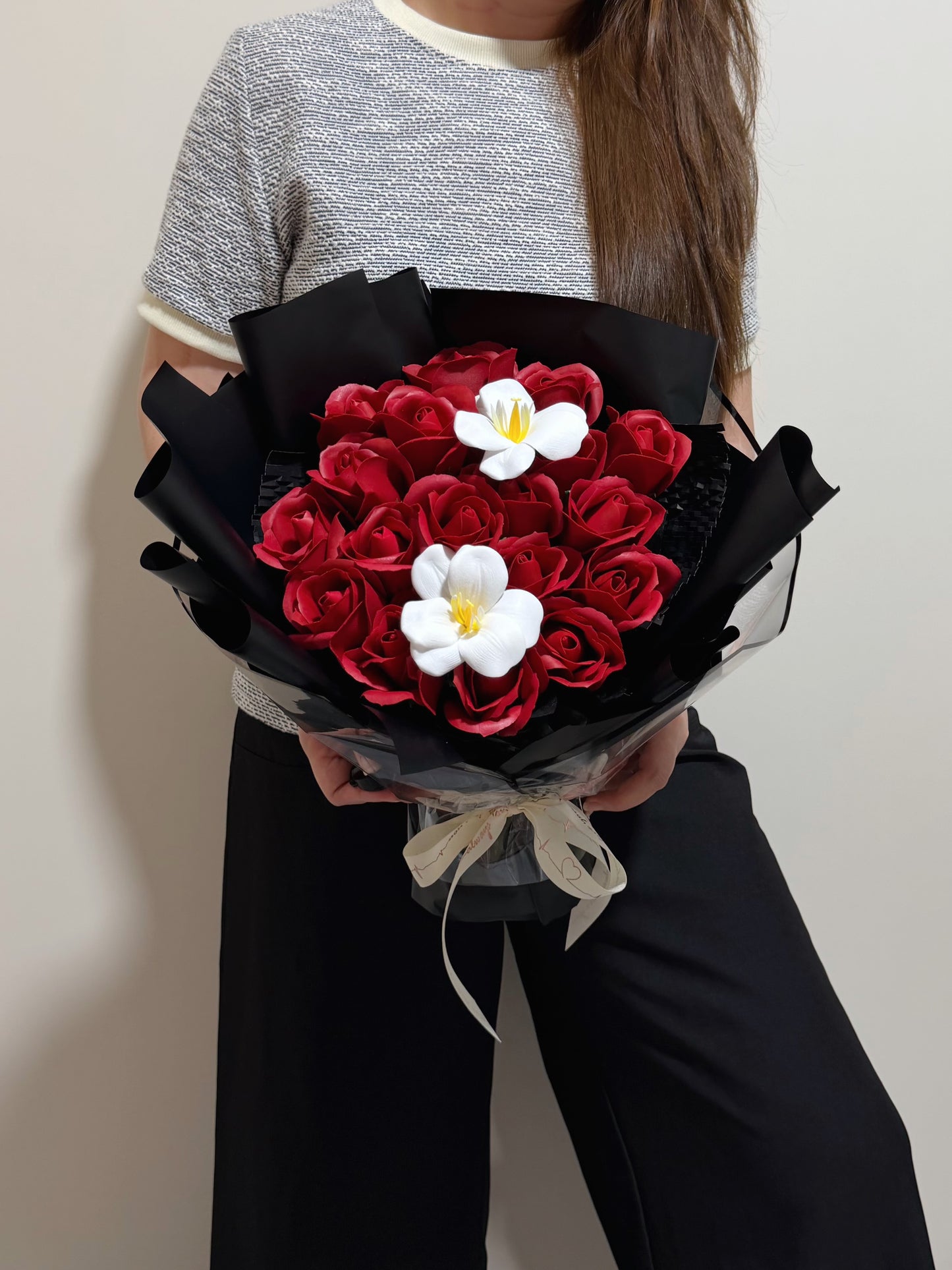Sophisticated Soap Roses and Blooming Tulips Bouquet
