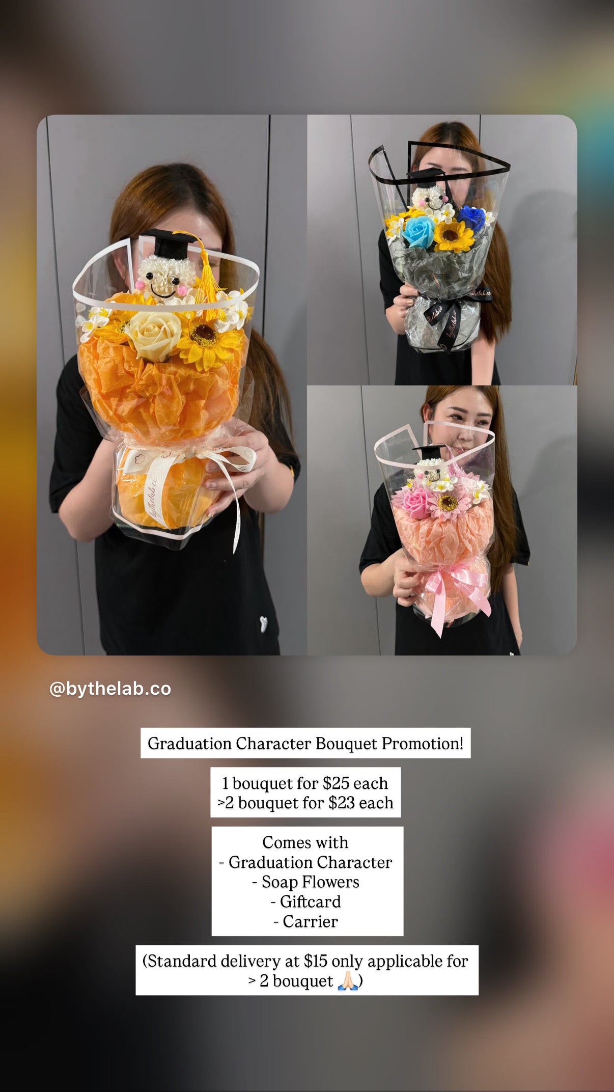PROMO : Graduation Character in Dainty Puffy Soap Sunflower and Roses Bouquet