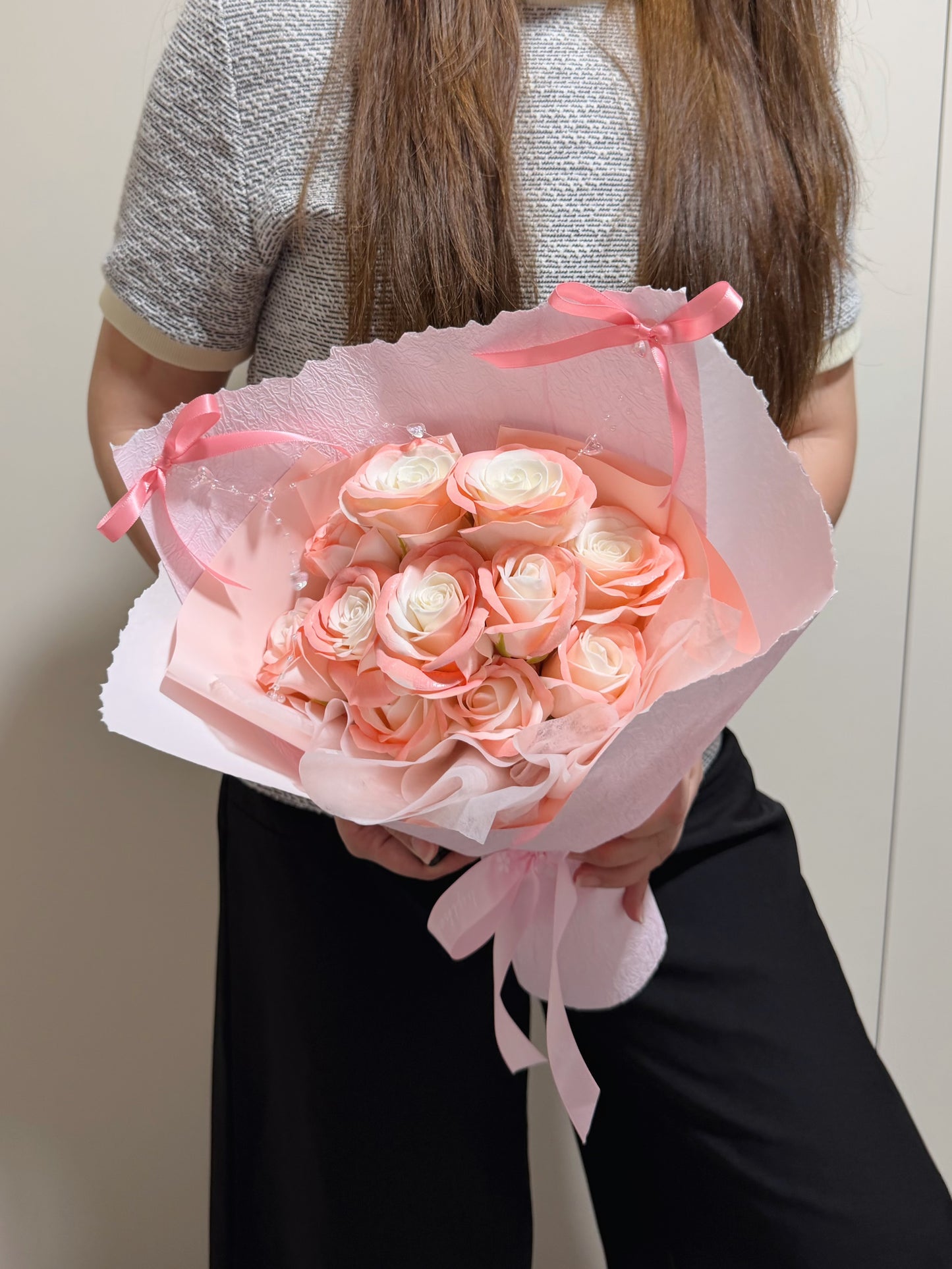 Aurora Pink Coquette Soap Roses Bouquet