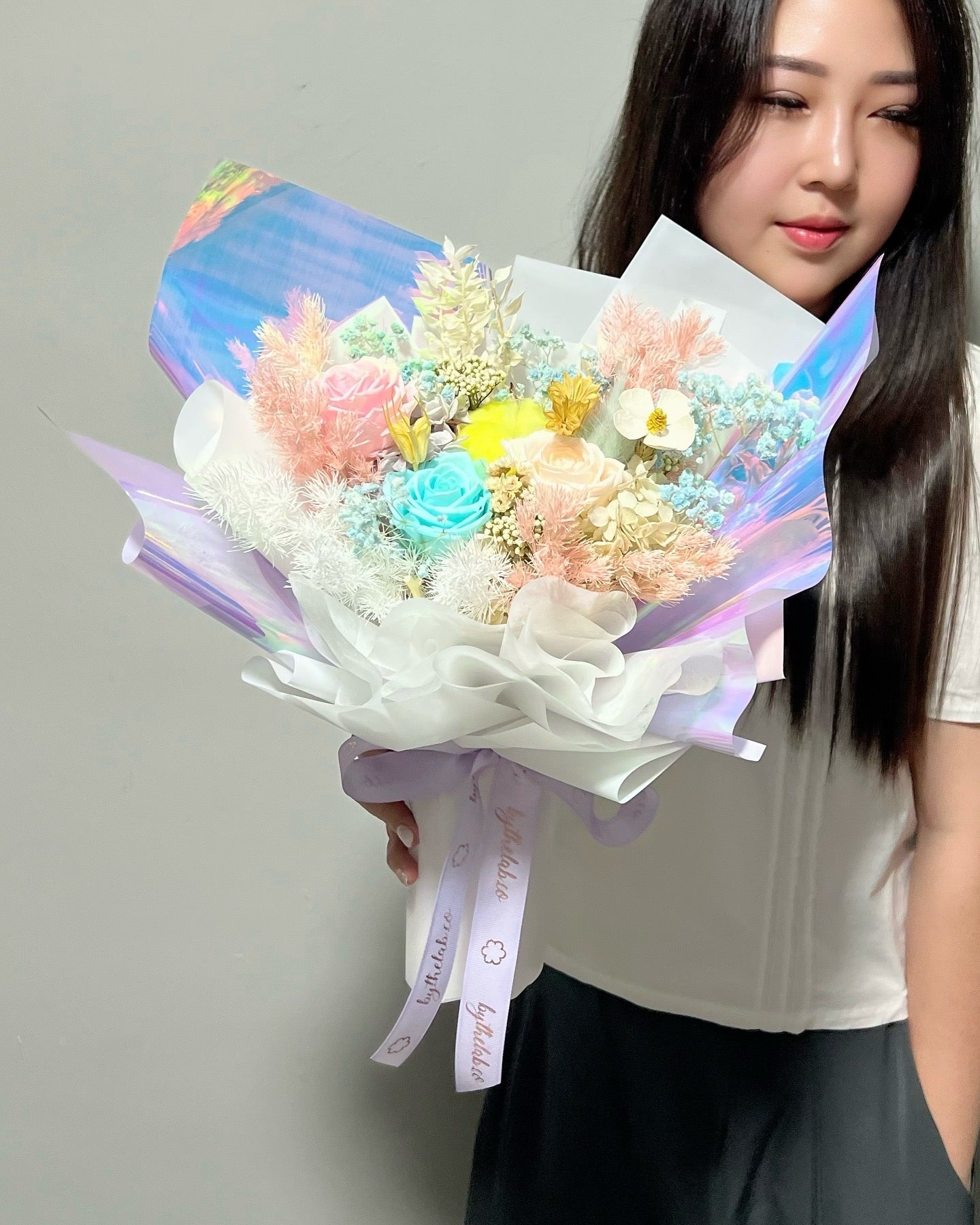 Preserved Roses Flower Bouquet - Holographic Candy