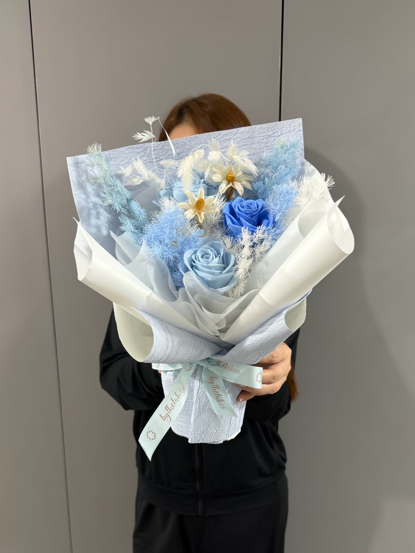 Sky is Limit Blue - Small Preserved Roses Bouquet