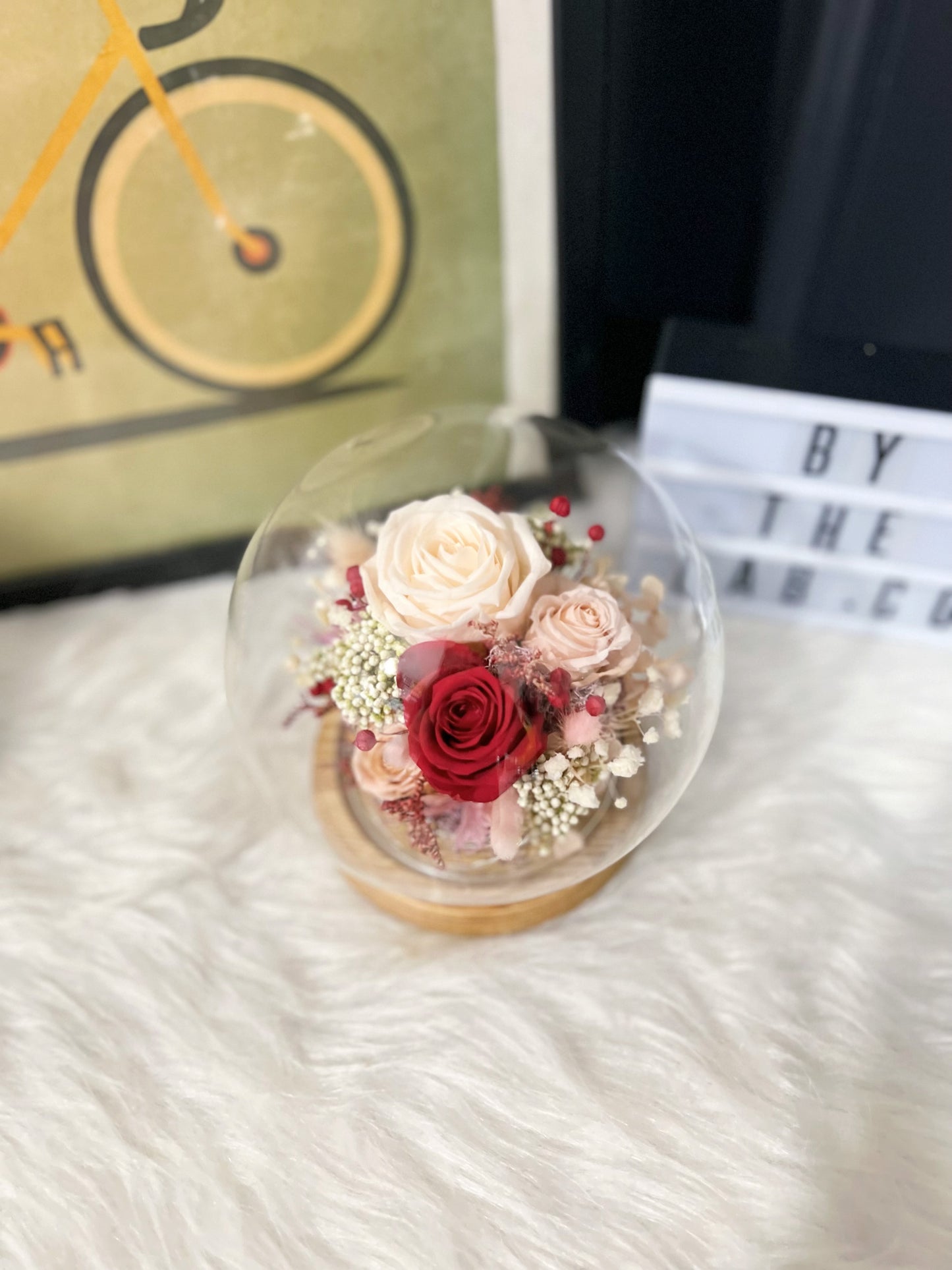 Promo!  Preserved Roses Round Glass Dome!