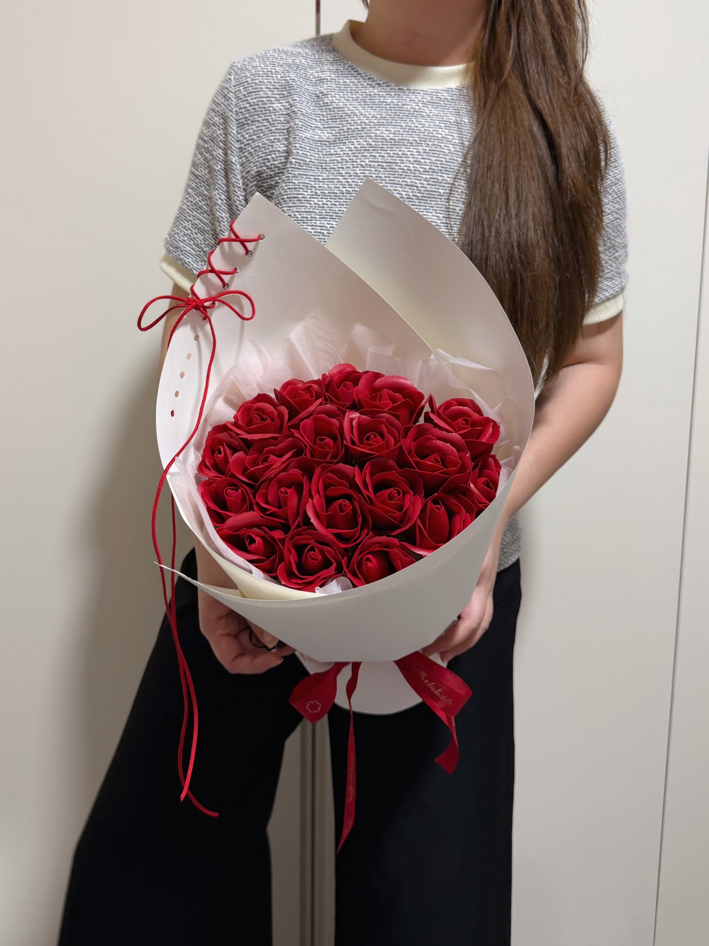 Luxe Ribbon Red Soap Roses Bouquet