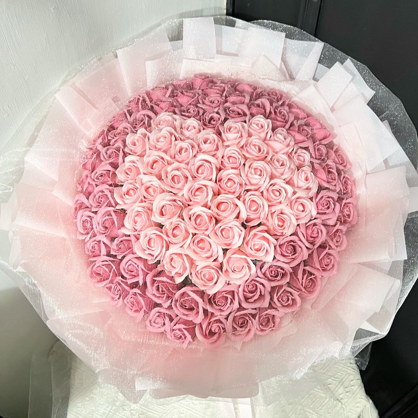 Love is in the Air - 99 Stalks Soap Roses Bouquet (Pink Series)