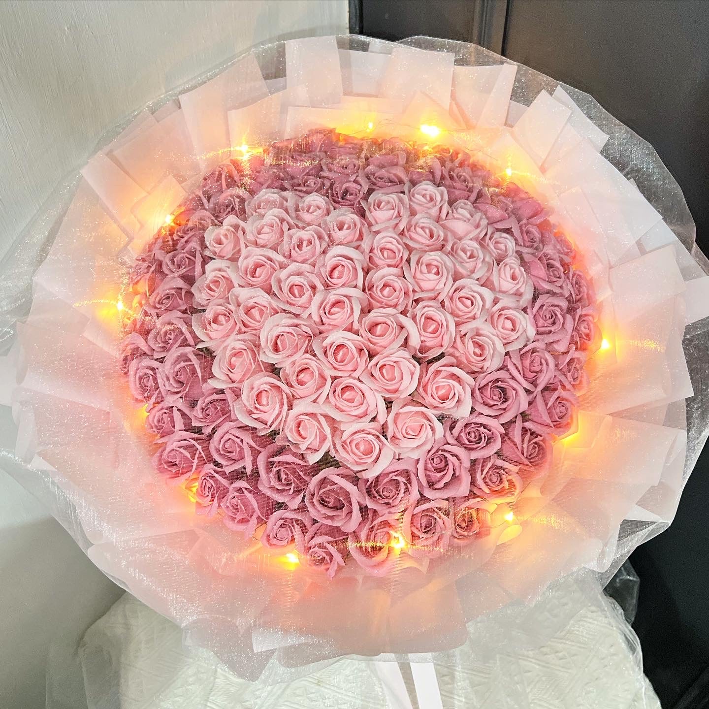 Love is in the Air - 99 Stalks Soap Roses Bouquet (Pink Series)