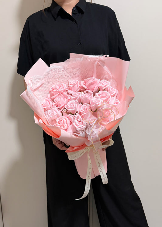 Lacey Pink Soap Roses Bouquet