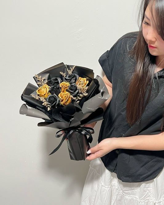 Classic Black Gold Soap Roses Bouquet