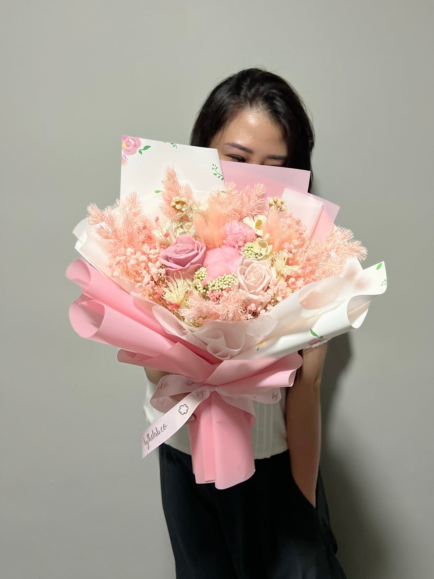 Early Bird Special! Preserved Roses & Carnation Flower Bouquet - Garden Pink