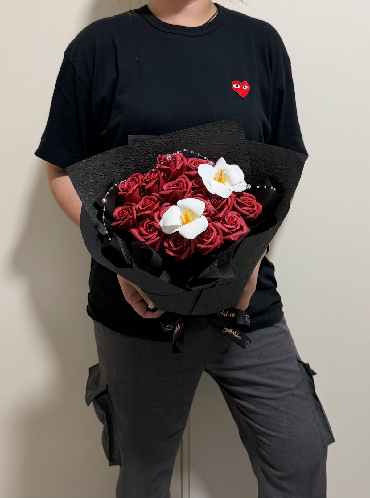 Sophisticated Soap Roses and Blooming Tulips Bouquet