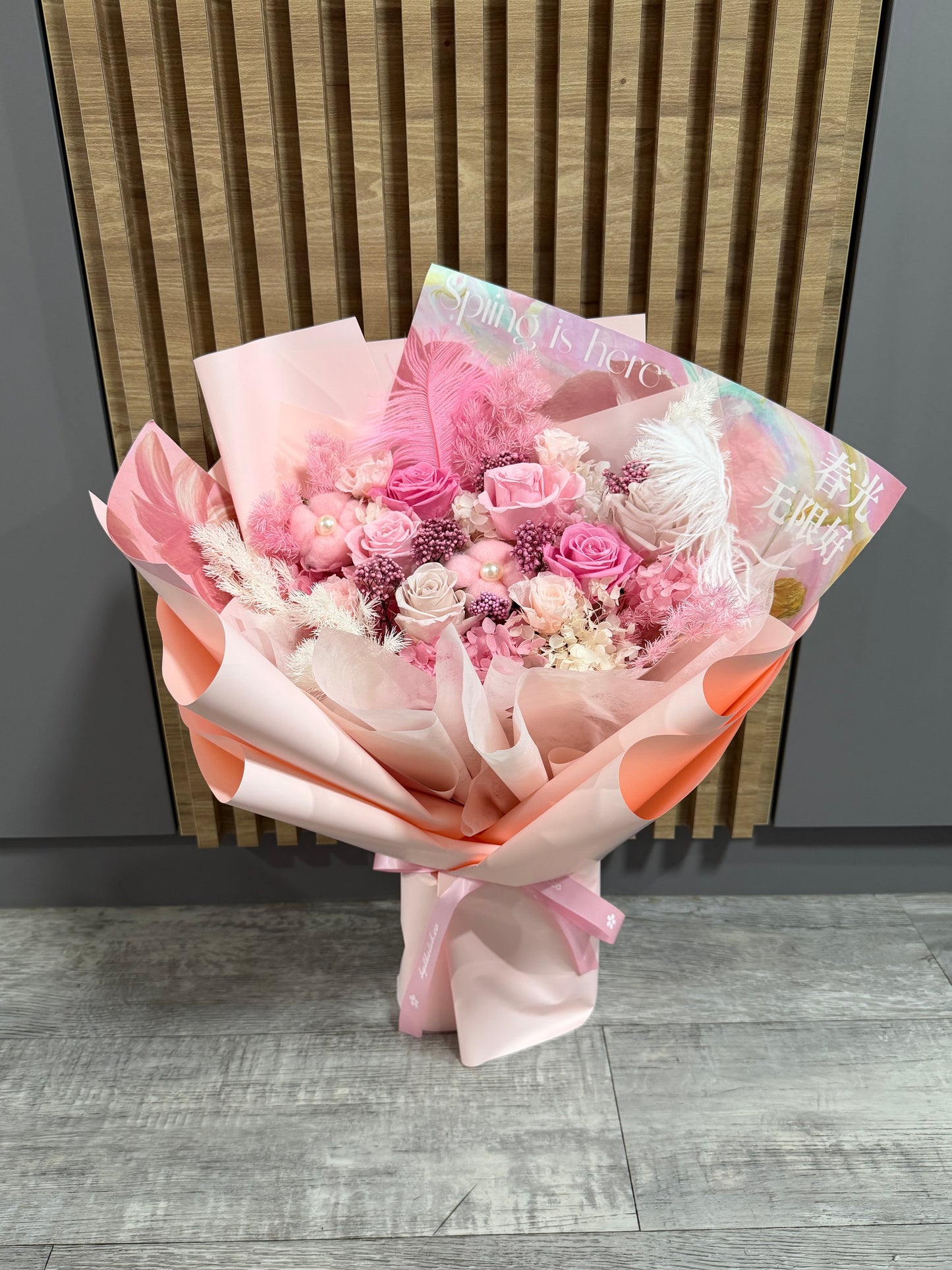Spring Love in Pink - Large Preserved Roses Bouquet