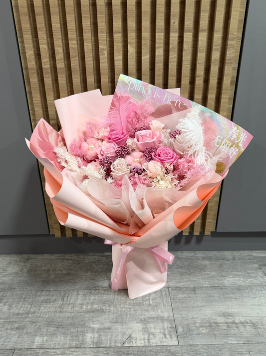 Spring Love in Pink - Large Preserved Roses Bouquet