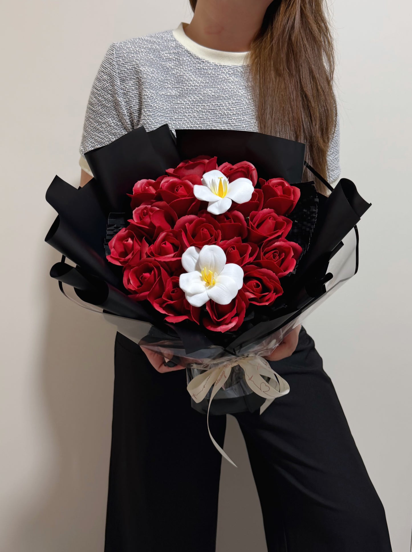 Sophisticated Soap Roses and Blooming Tulips Bouquet