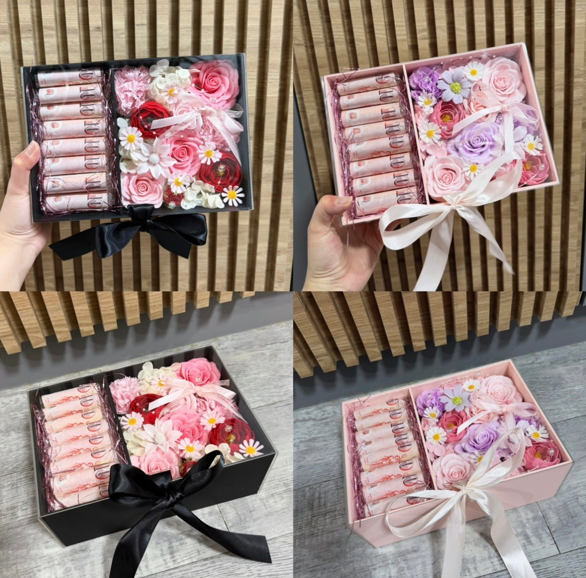 (Avail! Whatsapp To Order) Classical Money Box in Mix Bloom Soap Flowers!