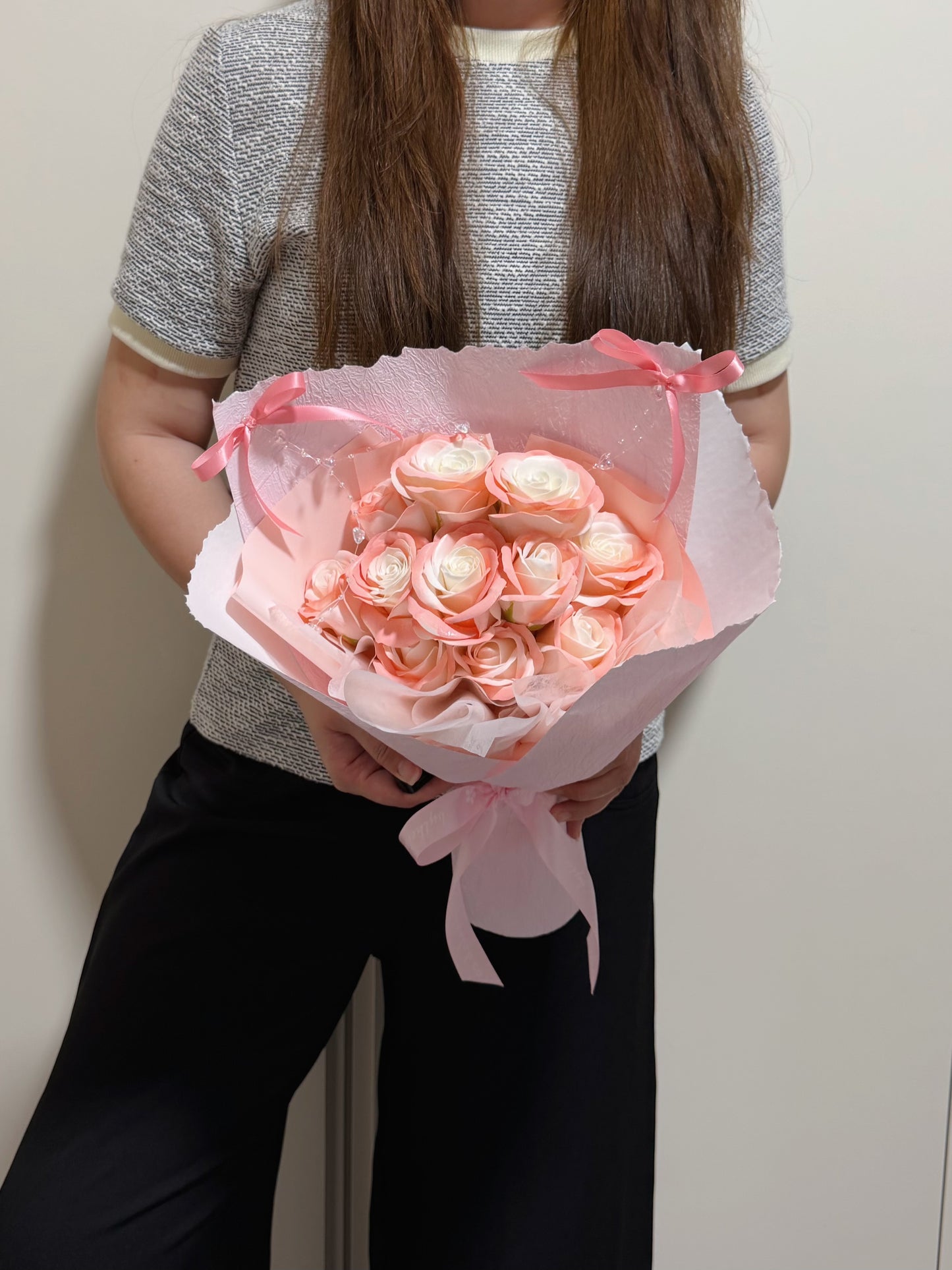 Aurora Pink Coquette Soap Roses Bouquet